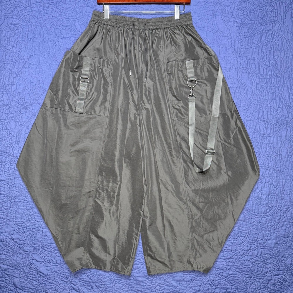 Ruti The Parachute Wide Leg Pants Black Cargo Strap Avant Garde Womens Medium M